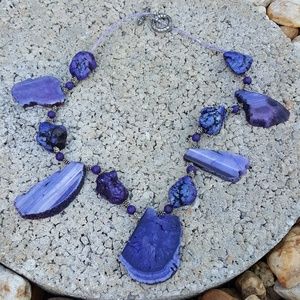 Purple agate geod necklace
